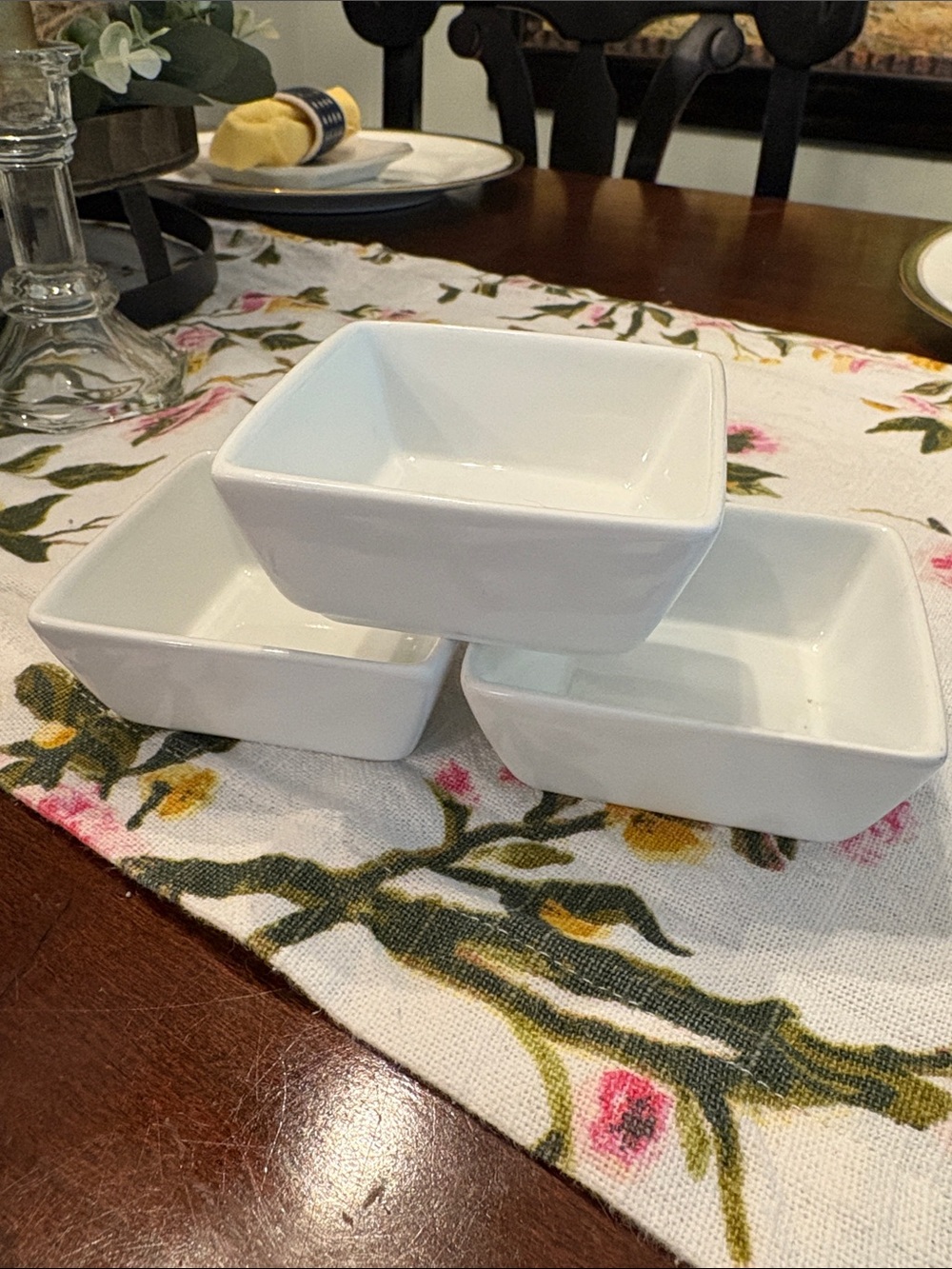 Set of 3 Pier 1 White Ceramic Dipping Bowls